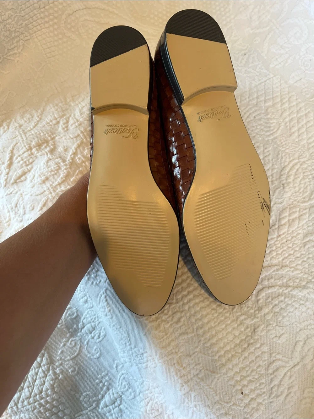 💙 Trotters Brown Woven Leather Slip On Loafers - 8.5 Narrow